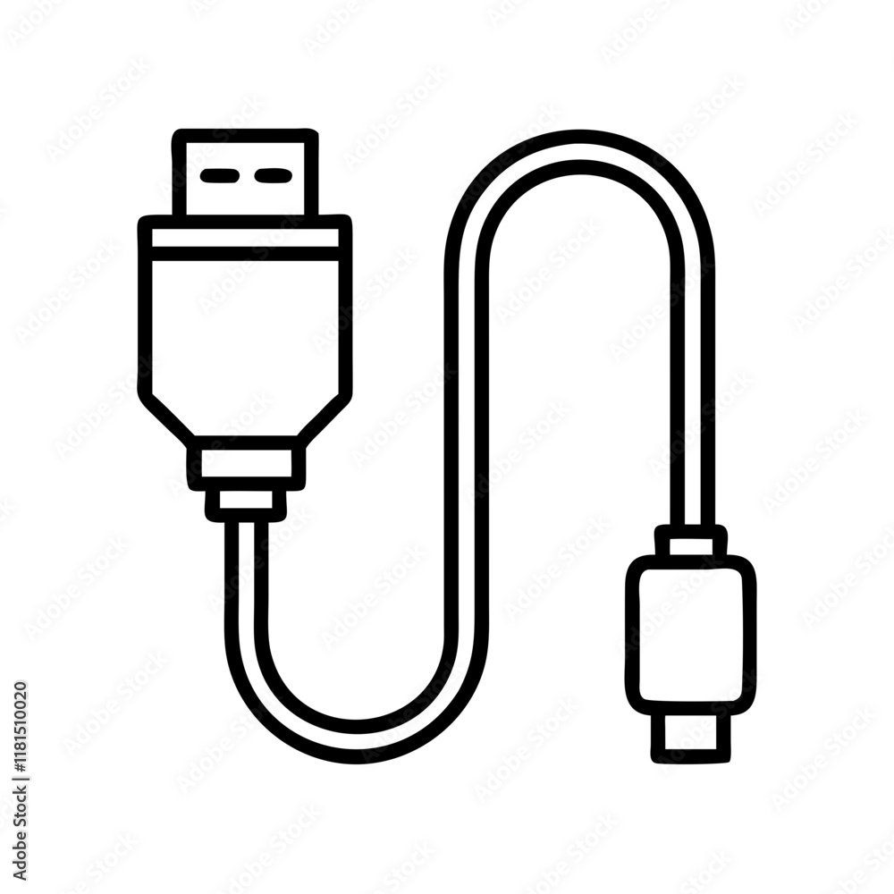 hdmi cable icon, office line art, office vector - simple black line art icon of hdmi cable perfect for logos, and office-themed designs. hdmi cable icon, office line art, office vector - simple black line art icon of hdmi cable perfect for logos, and office-themed designs.