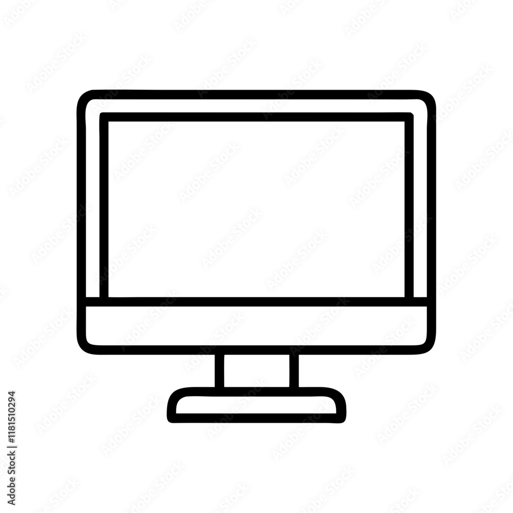 monitor icon, office line art, office vector - simple black line art icon of monitor perfect for logos, and office-themed designs. monitor icon, office line art, office vector - simple black line art icon of monitor perfect for logos, and office-themed designs.