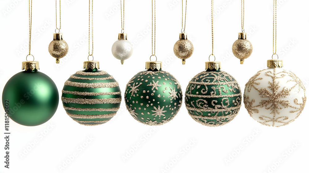 Green & White Ornaments with Gold String Green & White Ornaments with Gold String