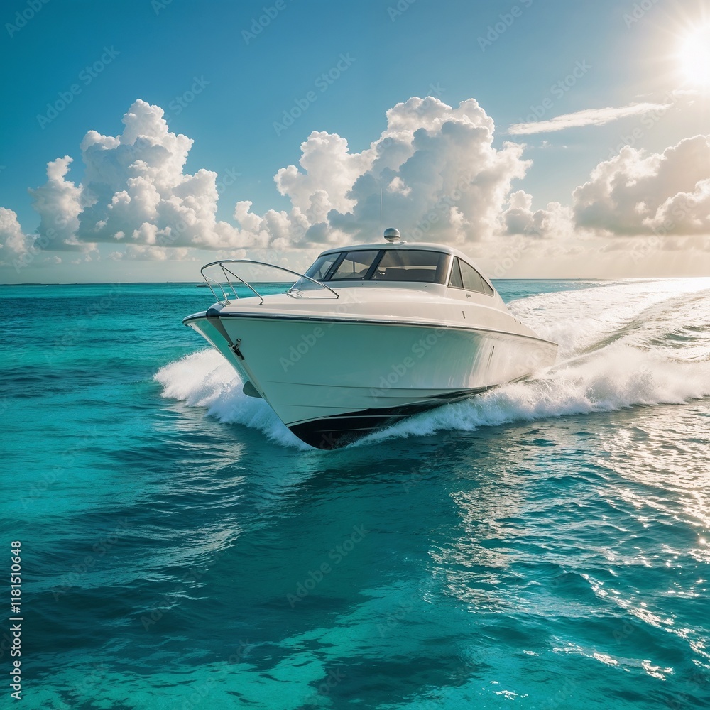 Fototapeta premium Thrilling Ride on a Speed Boat