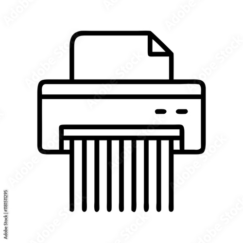 paper shredder icon, office line art, office vector - simple black line art icon of paper shredder perfect for logos, and office-themed designs.