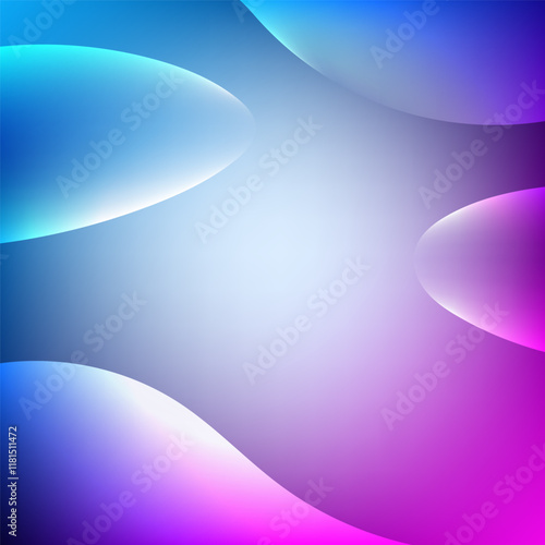 Transparent curves with blue and pink gradient mesh abstract background