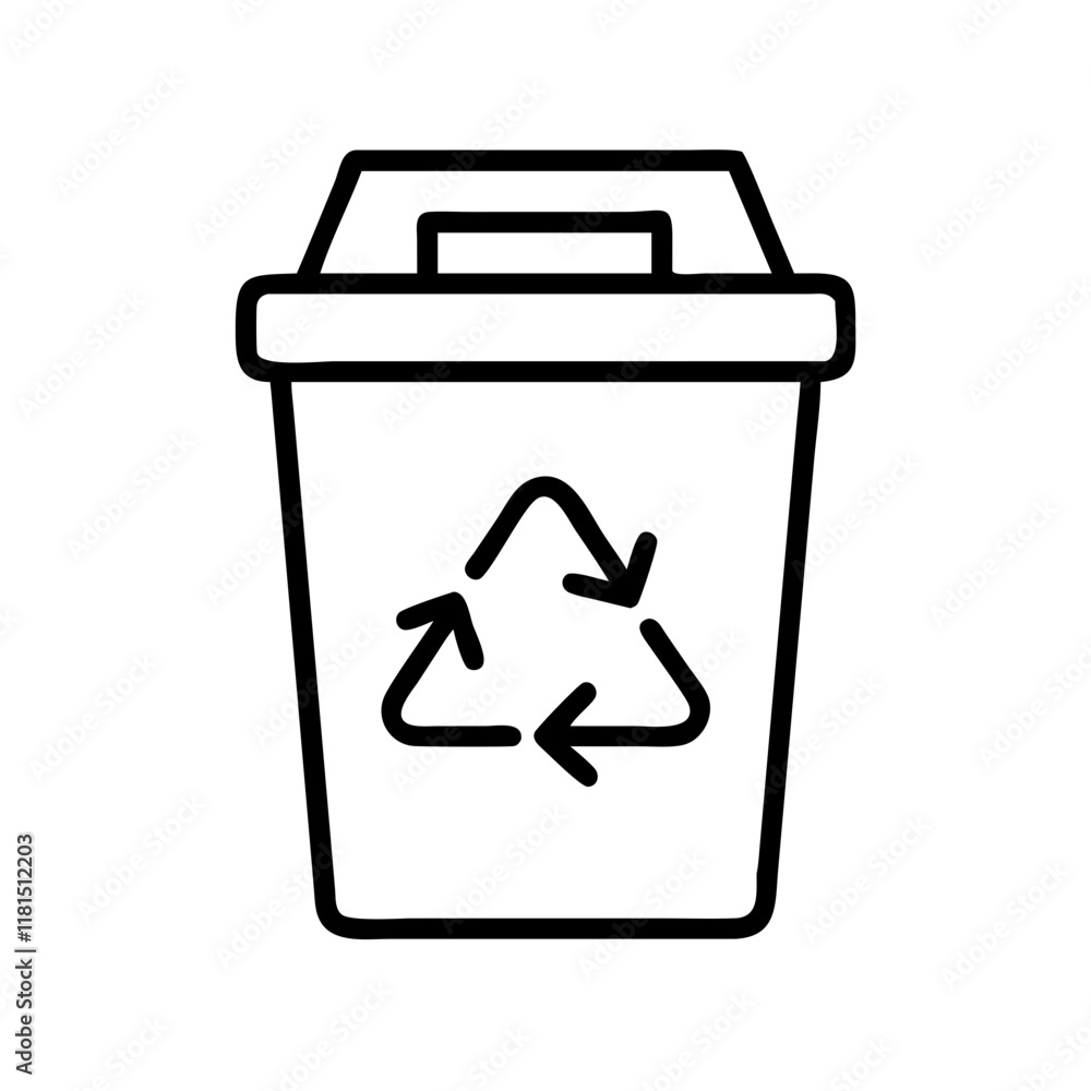 recycling bin icon, office line art, office vector - simple black line art icon of recycling bin perfect for logos, and office-themed designs. recycling bin icon, office line art, office vector - simple black line art icon of recycling bin perfect for logos, and office-themed designs.