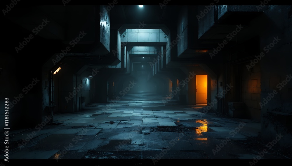 Fototapeta premium Mysterious Dark Corridor: A Digital Art Exploration