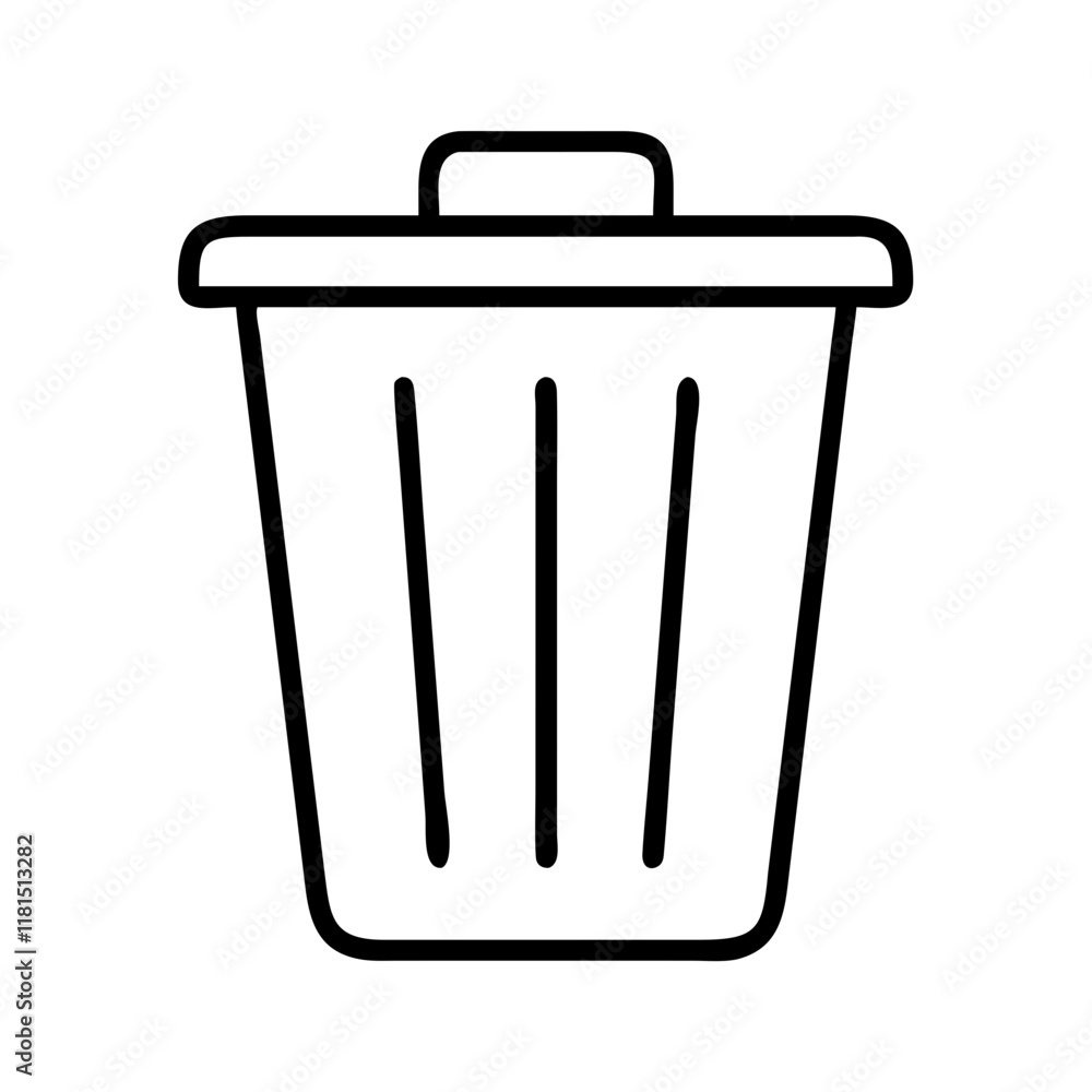 trash bin icon, office line art, office vector - simple black line art icon of trash bin perfect for logos, and office-themed designs. trash bin icon, office line art, office vector - simple black line art icon of trash bin perfect for logos, and office-themed designs.