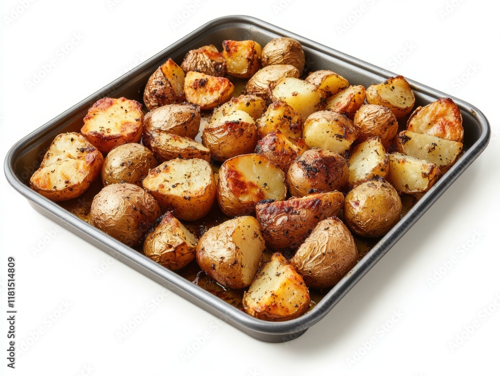 Freshly Roasted Potatoes on a White Background Freshly Roasted Potatoes on a White Background