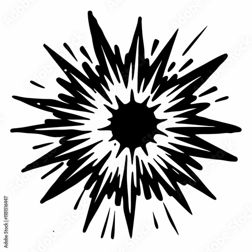 Dynamic Black and White Comic Explosion Graphic with Jagged Edges