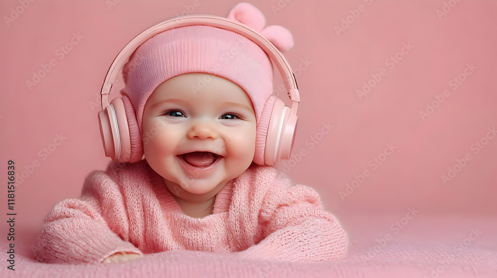 Baby, Headphones, Pink, Happy, Cute: Joyful Sounds Baby, Headphones, Pink, Happy, Cute: Joyful Sounds