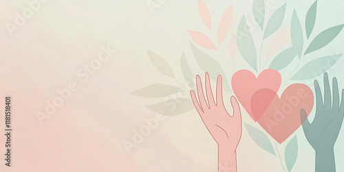 Abstract Graphic Background with Kindness Symbols in Soft Pastels