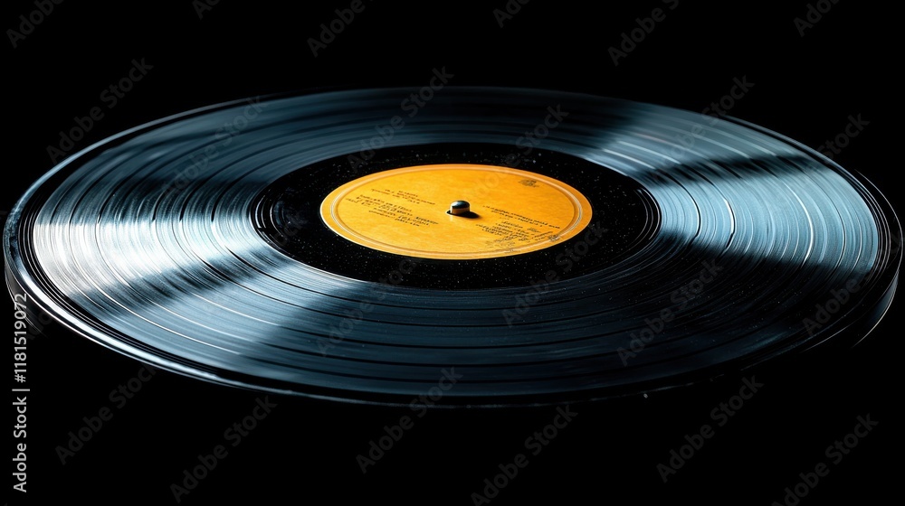 Dynamic spinning of a vinyl record under focused light in a studio environment captured from a close-up perspective Dynamic spinning of a vinyl record under focused light in a studio environment captured from a close-up perspective