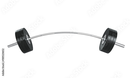 Canvas Print Bent metal barbell with weights on transparent background