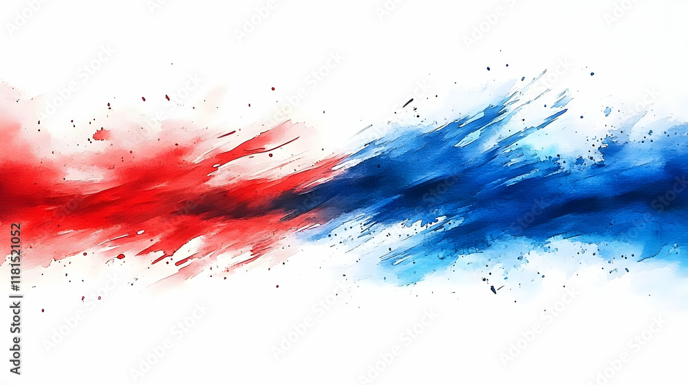 Red and Blue Abstract Watercolor Painting