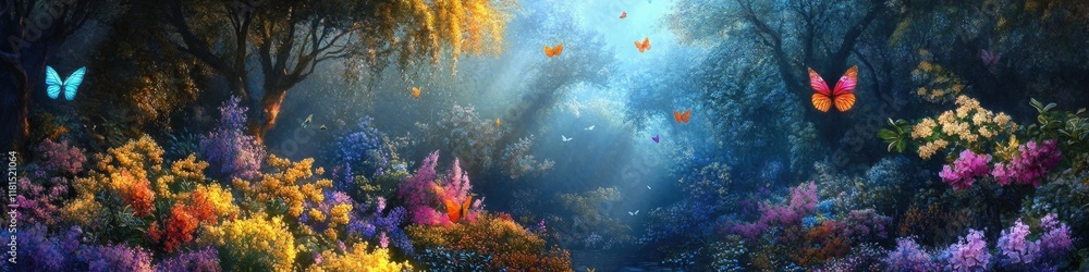 Naklejka premium spring beautiful meadow flowers nature butterflies close-up.