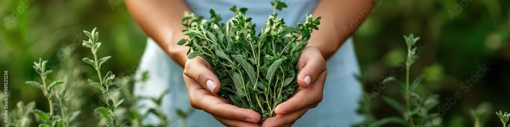 Close-up of a woman's hands holding medicinal herbs. Close-up of a woman's hands holding medicinal herbs.