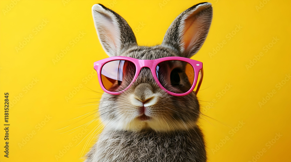Cool Rabbit, Pink Shades, Yellow Backdrop Cool Rabbit, Pink Shades, Yellow Backdrop