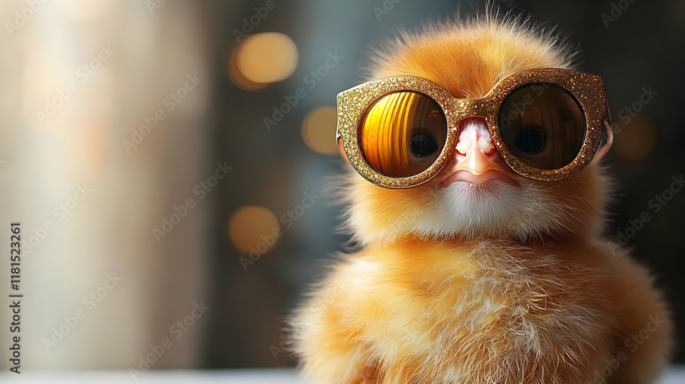 Fluffy Chick with Gold Sunglasses Fluffy Chick with Gold Sunglasses