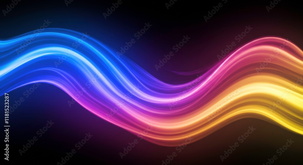 Neon Wave Abstract: Vibrant, dynamic curves of blue, pink, and yellow light flow across a dark background, creating an abstract image that evokes energy and movement. Neon Wave Abstract: Vibrant, dynamic curves of blue, pink, and yellow light flow across a dark background, creating an abstract image that evokes energy and movement.
