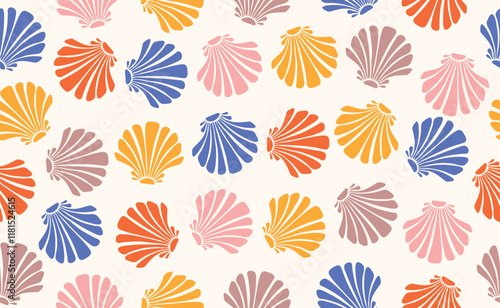 Seamless pattern in trendy Boho style. Naive Geometric Summer shape. Tropical simple paradise background. Hand Drawn Summer Beach. Bohemian Surf Club design. Isolated Vector illustration.