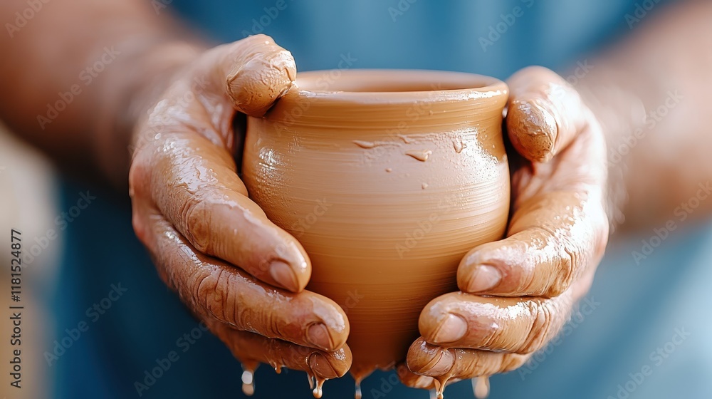 Crafting beauty with skilled hands in a pottery studio Crafting beauty with skilled hands in a pottery studio