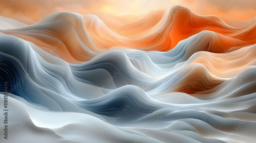 Abstract Flowing Landscape: Art, Design, 3D