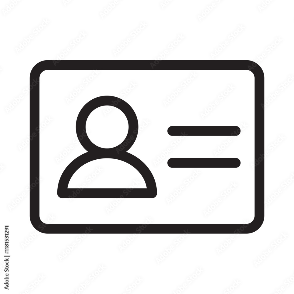 Contact symbol, identity, personal identification card, cv icon, identity card outline icons, minimalist vector illustration, simple concept, Isolated on white background Contact symbol, identity, personal identification card, cv icon, identity card outline icons, minimalist vector illustration, simple concept, Isolated on white background