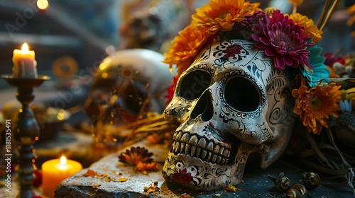 The customary night of the dead is a death day skull