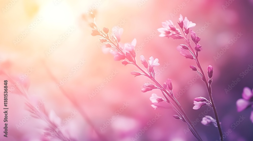 Delicate Pink Flowers Basking in Soft Sunlight Delicate Pink Flowers Basking in Soft Sunlight