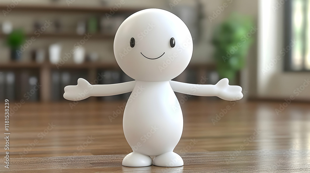 White Figure Opens Arms in Welcome Warmly Indoors White Figure Opens Arms in Welcome Warmly Indoors