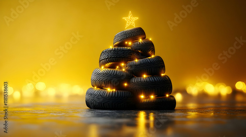 Tire Christmas Tree Shines ...