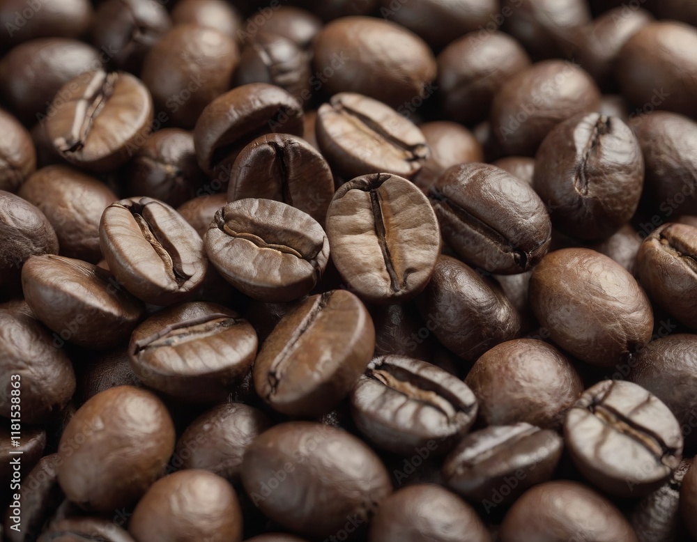 Naklejka premium roasted coffee beans food background, realistic illustration