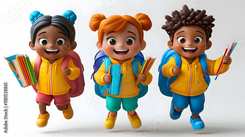 Kids Jump with School Suppl...