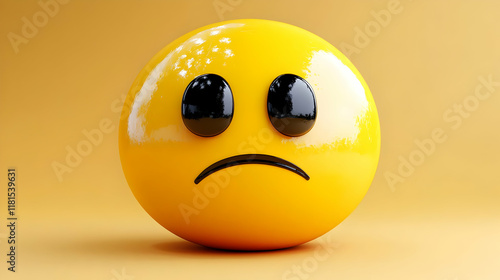 Sad Face Emoji Expresses Di...