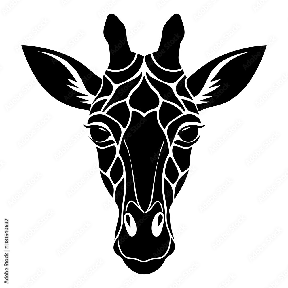 Obraz premium Giraffe Head Silhouette vector illustration