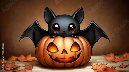 Cute Bat Perches on Glowing...