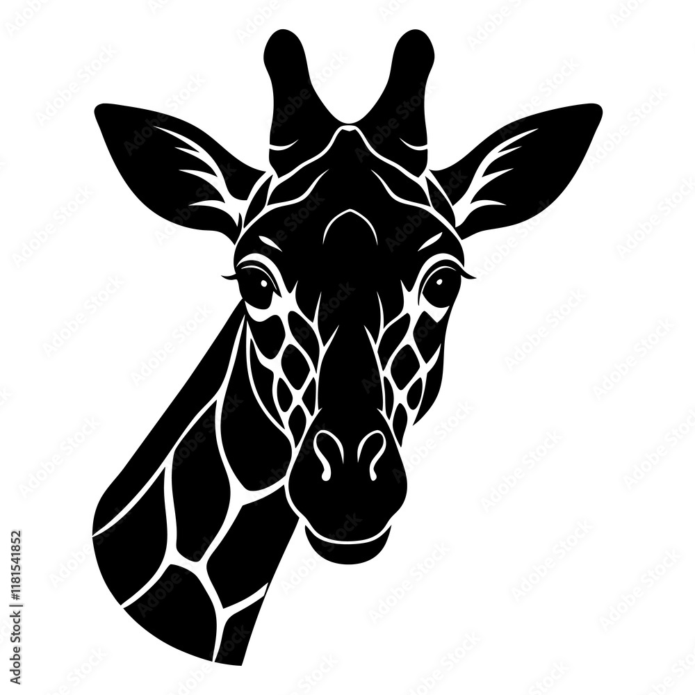 Obraz premium Giraffe Head Silhouette vector illustration