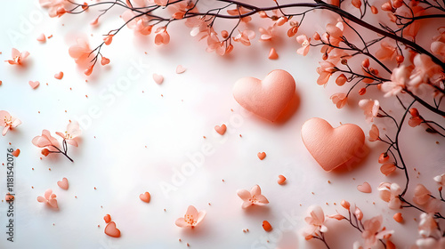 Peach Flowers & Hearts Ador...