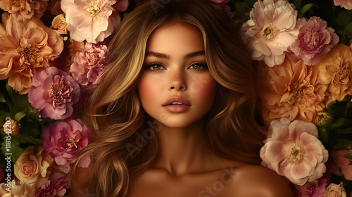 Blonde Beauty Amidst Pink a...