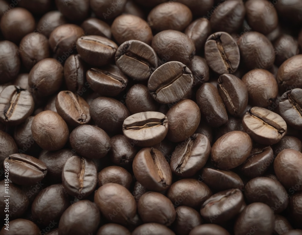 Fototapeta premium roasted coffee beans food background, realistic illustration