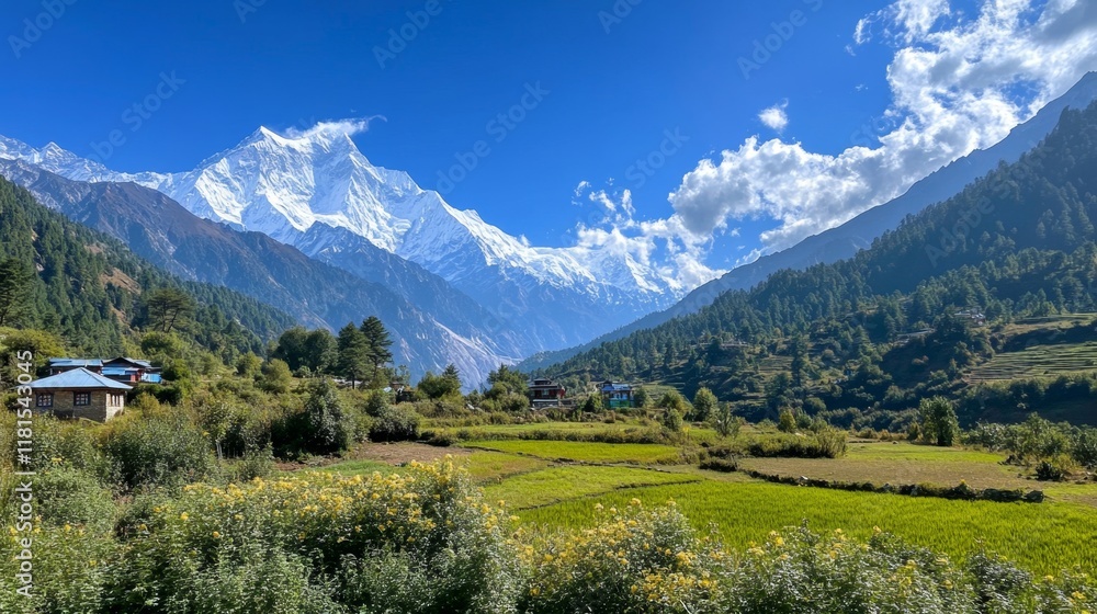 Naklejka premium Majestic Himalayan Valley Scenery