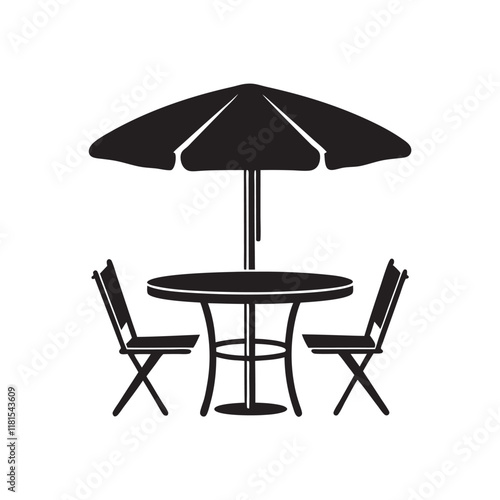 cafe table icon vector silhouette illustration on white background.table and chair icon
