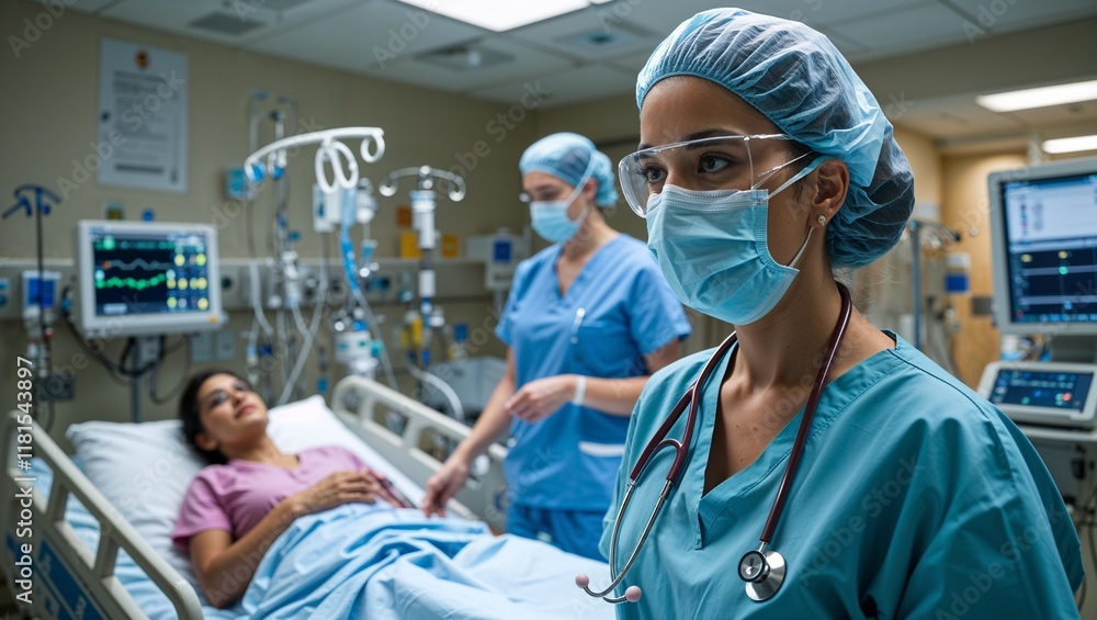 Healthcare Professional Works with Patient Data on a Laptop, Integrating Technology for Better Patient Care and Medical Services Healthcare Professional Works with Patient Data on a Laptop, Integrating Technology for Better Patient Care and Medical Services