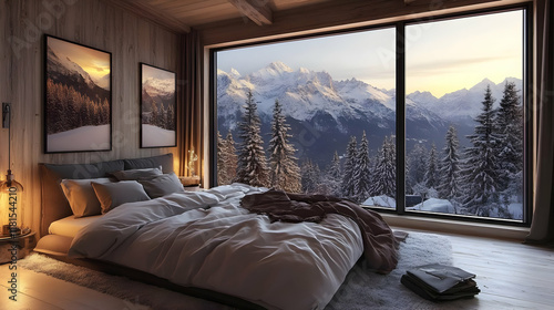 Cozy Bedroom Shows Winter M...