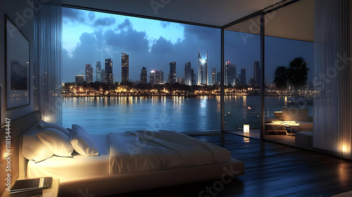 Luxury Bedroom Overlooks Tr...