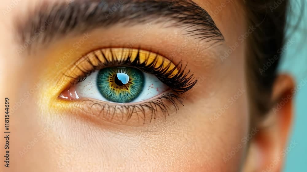 Colorful Close Up of Human Eye Vibrant Iris and Eyelashes with Striking Details Colorful Close Up of Human Eye Vibrant Iris and Eyelashes with Striking Details
