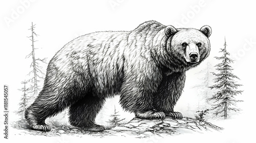 Brown Bear Stands Majestica...