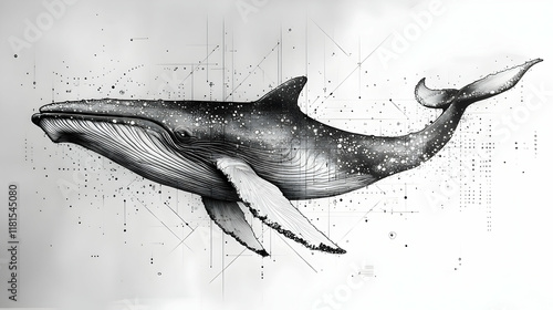 Whale Navigates Abstract Oc...
