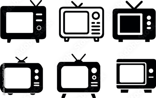 old television silhouette set vector 