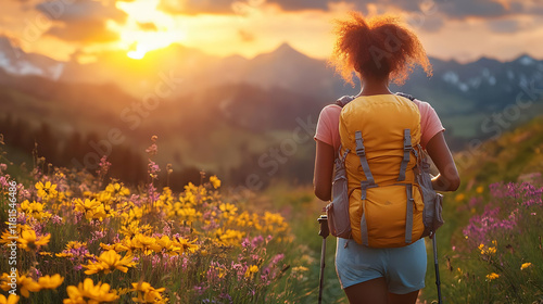 Hiker Explores Wildflower M...