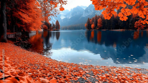 Autumn Lake Reflects Colorf...