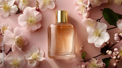 Floral Perfume Bottle Enhances Beauty Gracefully photo